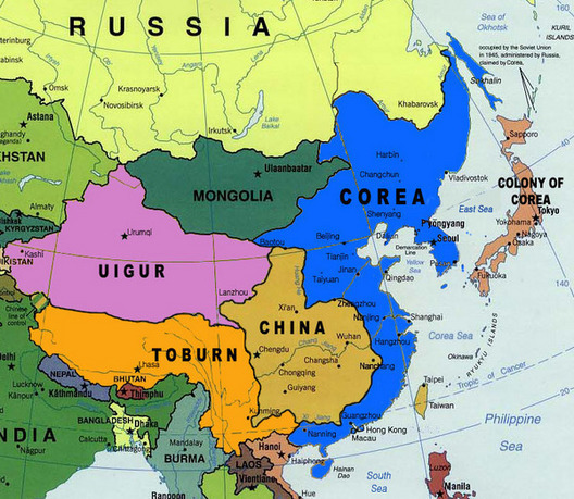 east asia map. delusion map of East Asia.